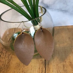 Faux Leather Leaf Shaped Earrings